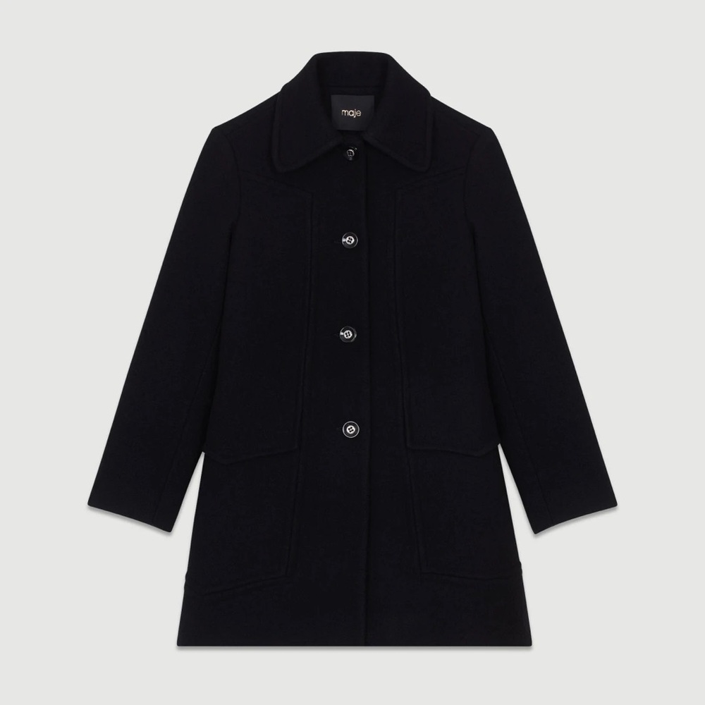 Maje Gabriel Black Wool Coat